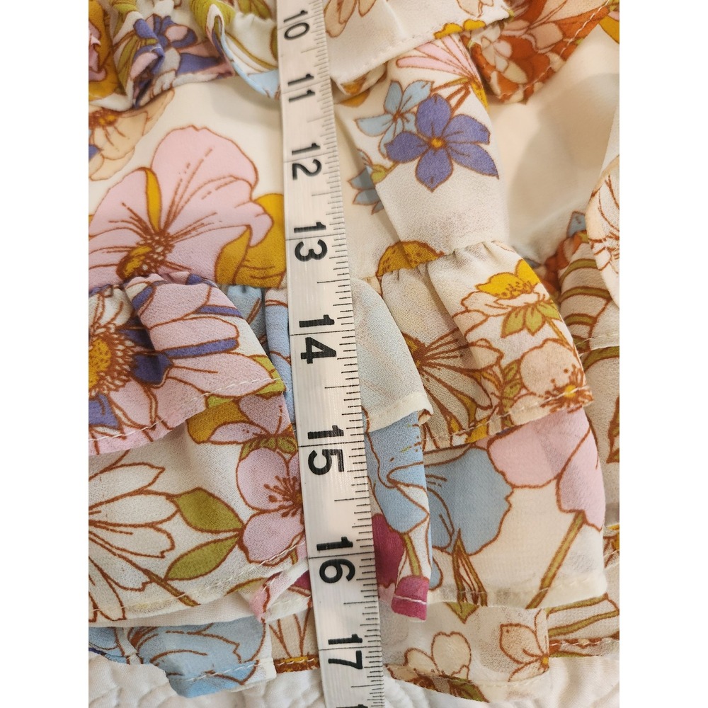 Sugar Lips Floral Ruffle Tiered Mini Skirt‎ Size S Boho Beach Vacation - Picture 6 of 7